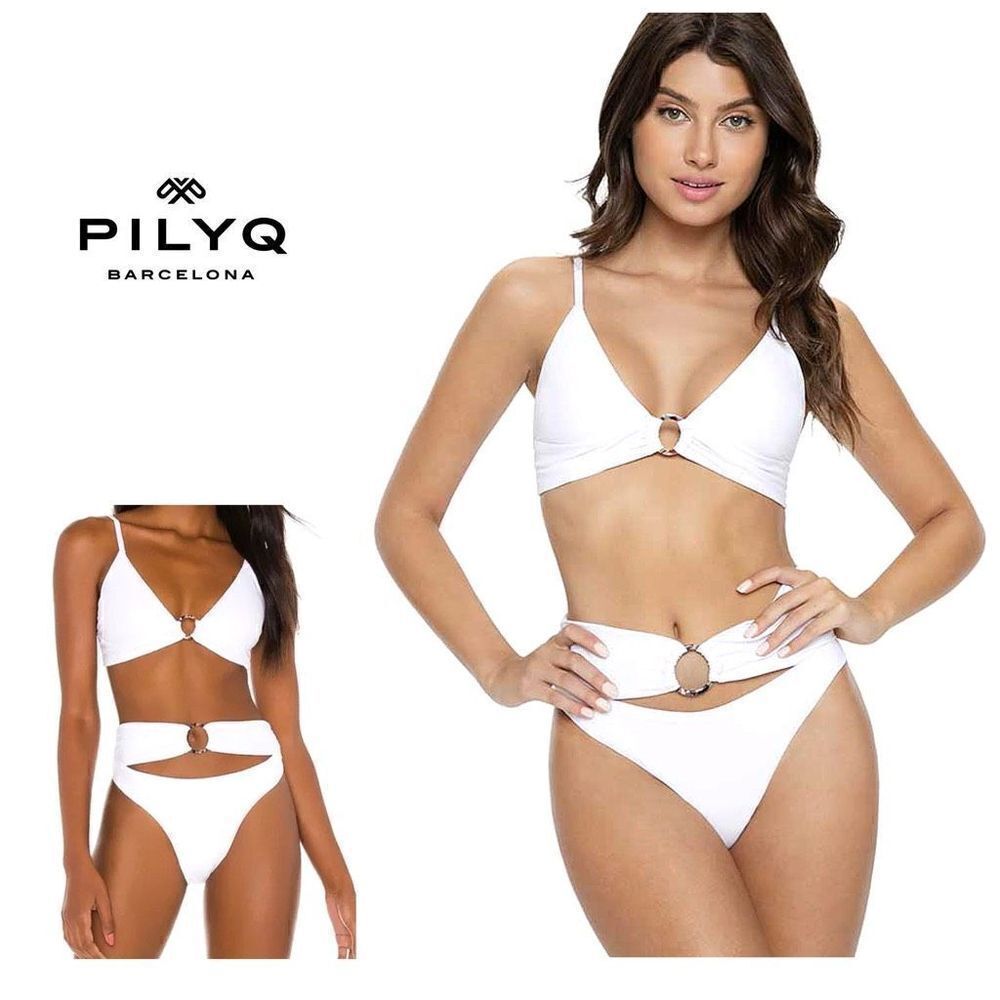 New. Pilyq water lily high waist ring bikiniâbottom. Small. Retailsâ$80